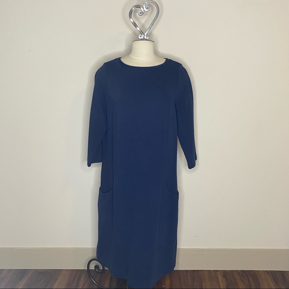 Boden Navy 3/4 Sleeve Cotton Dress